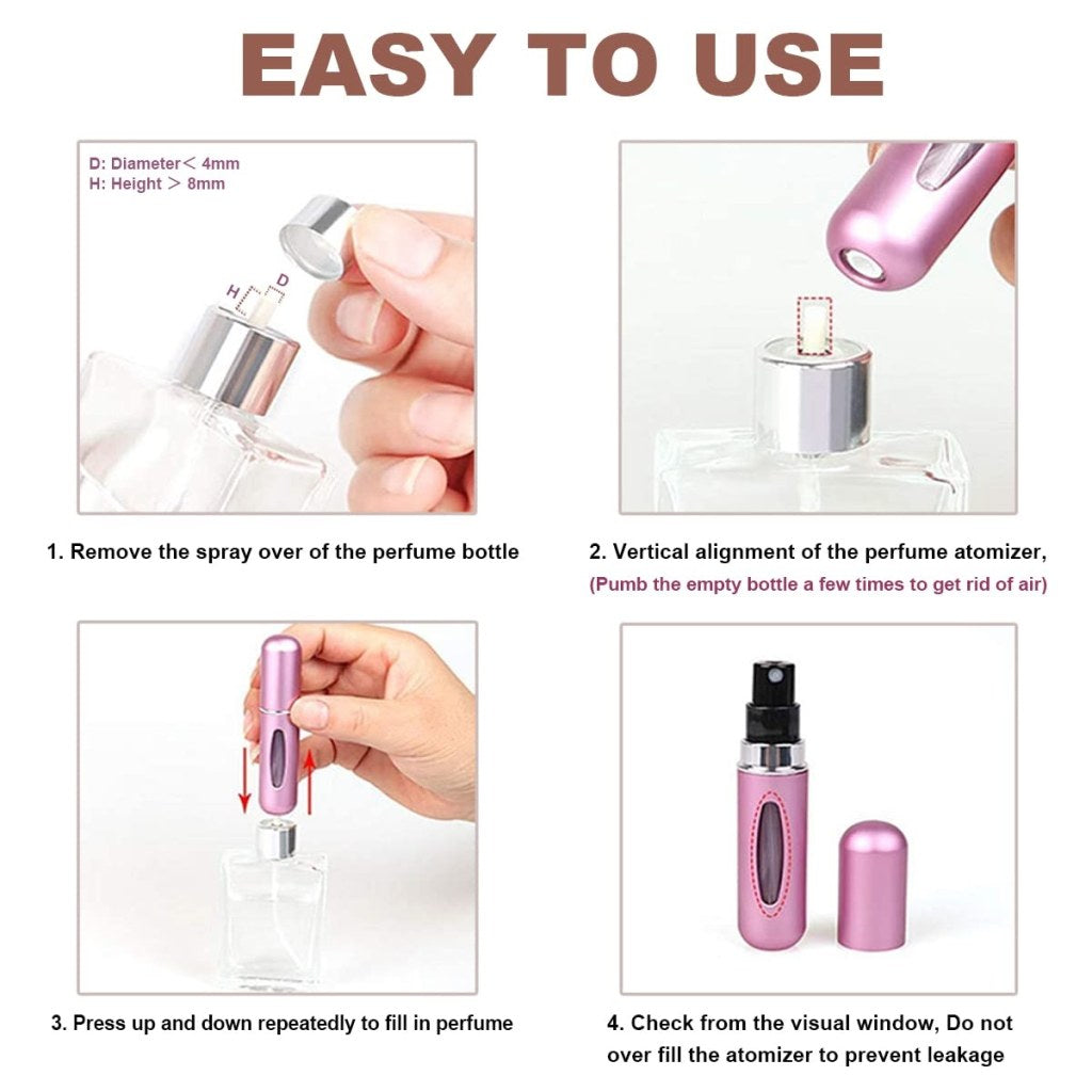 Portable Mini Refillable Perfume Bottle With Spray Scent Pump Empty Cosmetic Containers Atomizer Bottle For Travel 5ml