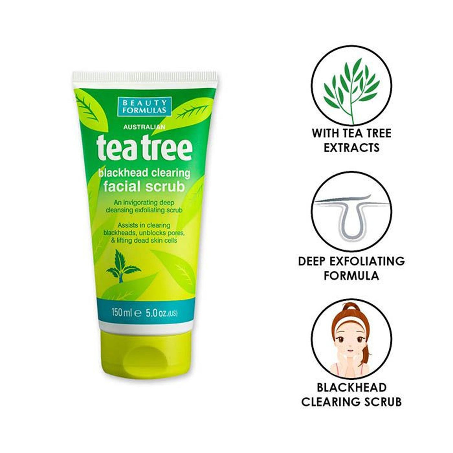 Tea tree blackhead clearing facial scrub 150ml