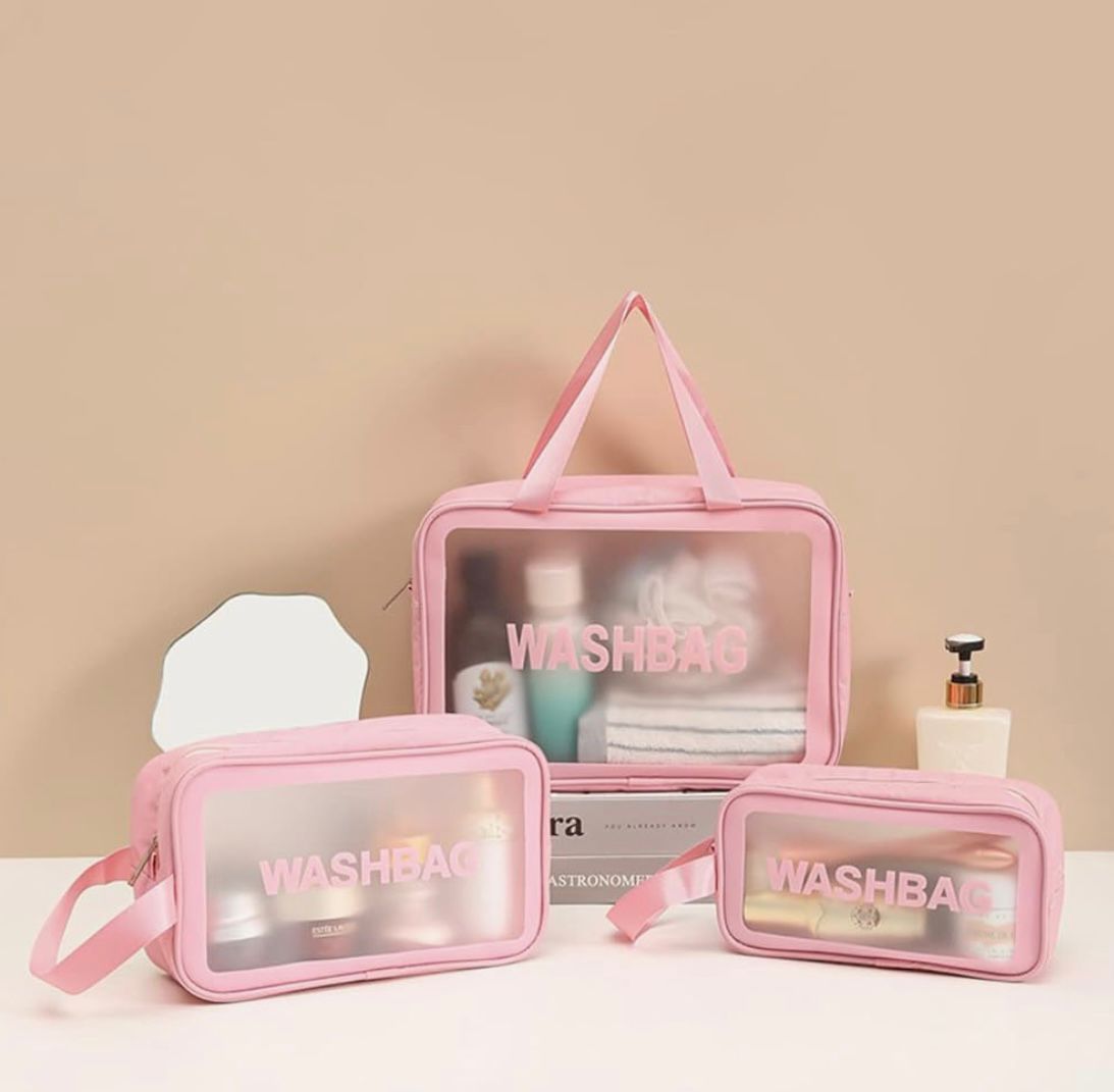 Wash Bag Clear Toiletry Bag, Makeup Bag Waterproof for Traveling & Beach Set