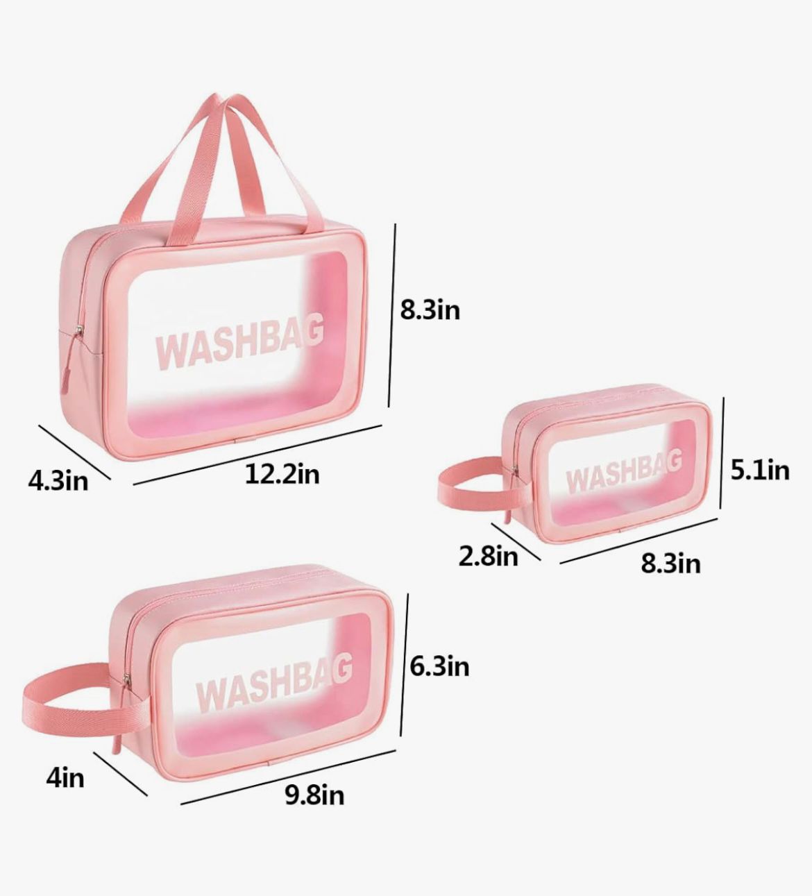 Wash Bag Clear Toiletry Bag, Makeup Bag Waterproof for Traveling & Beach Set