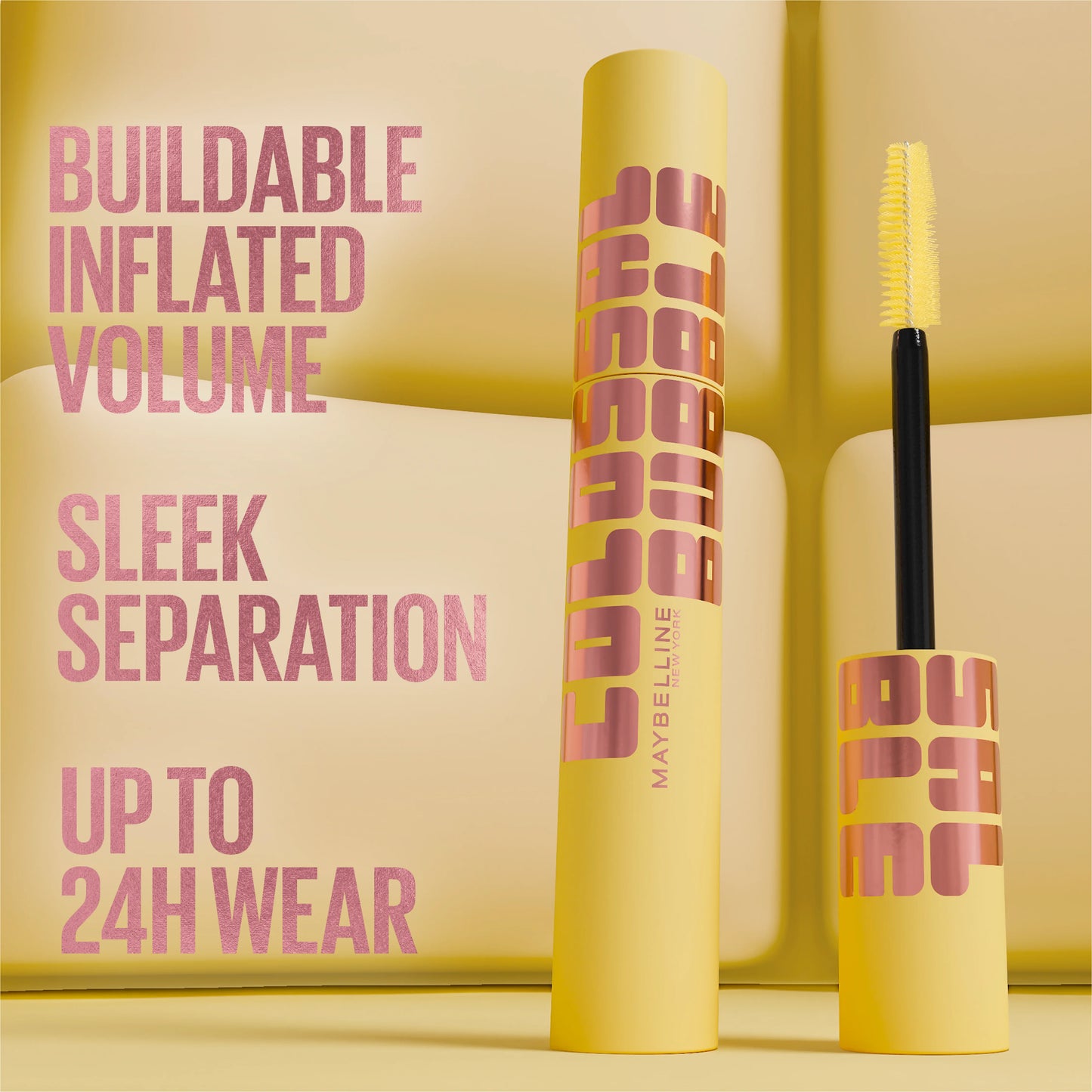 Maybelline New York Colossal Bubble Mascara Buildable Sleek Volume and Long Lasting 24HR Wear Mascara| Inflator Comb Brush to Separate Lashes