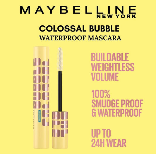 Maybelline New York Colossal Bubble Mascara Buildable Sleek Volume and Long Lasting 24HR Wear Mascara| Inflator Comb Brush to Separate Lashes Waterproof
