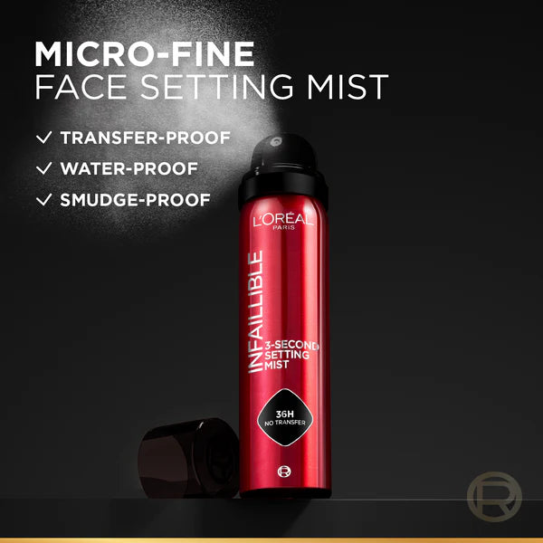 L’Oréal Paris Infaillible 3-second Setting Mist Spray, Locks Makeup For 36h Of Long Wear, With No Transfer, No Marks, No Stickiness